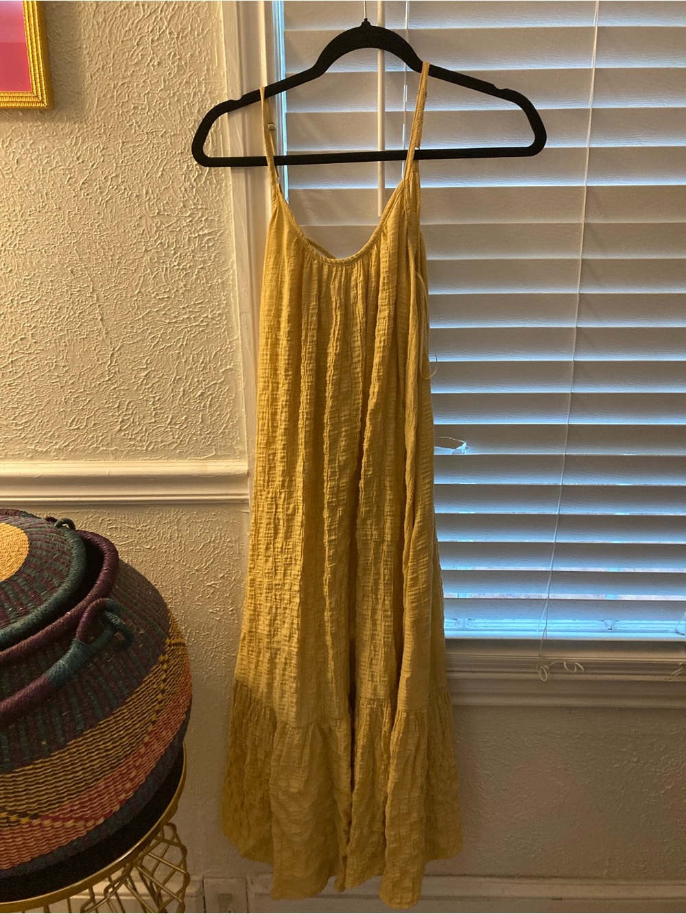 vestique Mustard Yellow Sleeveless Cotton Maxi Slip Dress